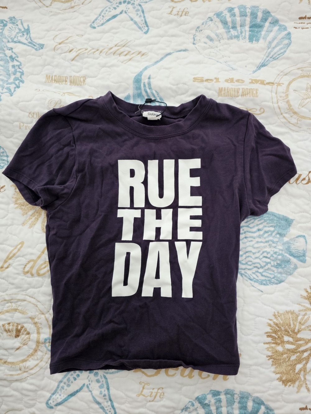 Garage Purple Short-Sleeve 'RUE THE DAY' Graphic Tee